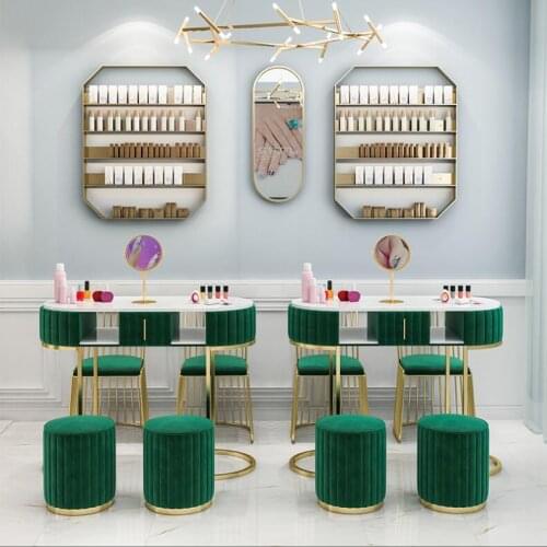 Ins net red marble nail table and chair set single double light luxury nail table simple modern nail table