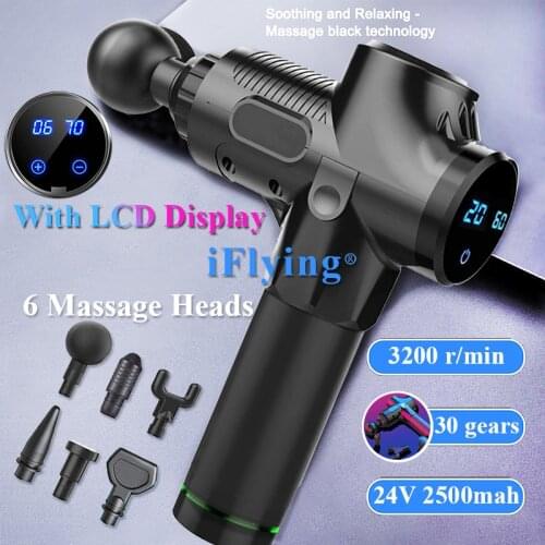LCD Display 30Gears Muscle Massage Gun Relax Therapy Body Relaxation Electric Massager for Fitness Slimming Shaping Pain Relief