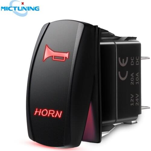 MICTUNING 5Pin High Quality Car SPST Toggle Switch w/ Red On-Off Laser HORN Auto Rocker Switch for Nissan for Renault Waterproof