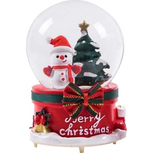 Santa Claus Music Box Glass Ball Music Box Birthday New Year Christmas Decoration Music Box Craft Home Desktop Decoration Gift