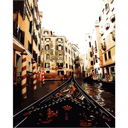 DIY Digital Painting By Numbers Package train tracks oil painting mural Kits Coloring Wall Art Picture Gift frameless