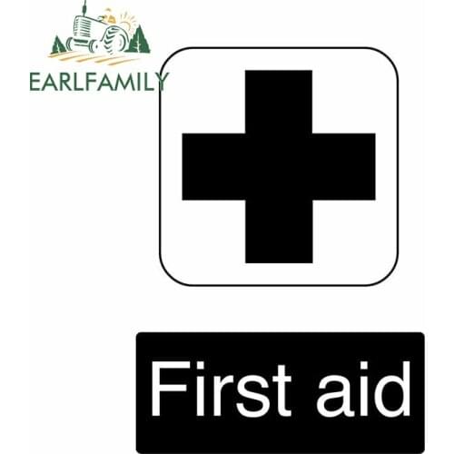 EARLFAMILY 13cm x 9.3cm For First Aid Black Cartoon Decal Fashion Car Stickers Occlusion Scratch Waterproof Car Door Protector