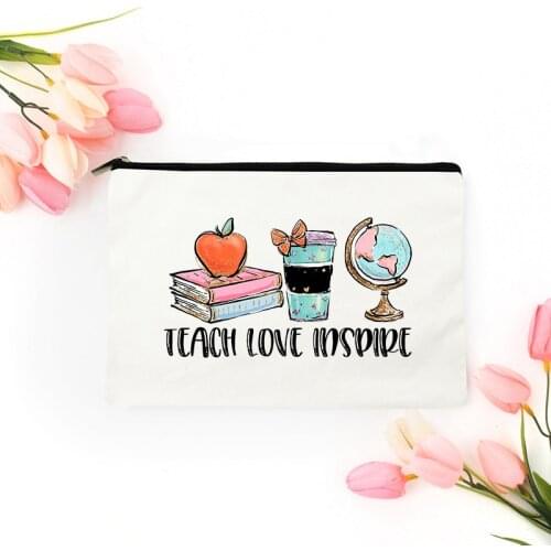 Teach Love Inspire Coin Purse Teacher Storage Bags Wallet Mini Money Bag Teachers Survival Kit Bag Teachers' Day Gift
