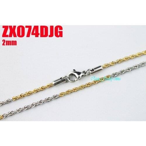 200pcs 2mm diameter golden color stainless steel necklace twist chain steel rope chain mans lady fashion jewelry ZX074DJG