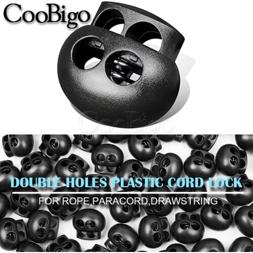 25pcs 2 Hole Dia.6mm Cord Lock Stopper Toggle Clip for Outdoor Paracord Shoelace Cord Lanyard Rope Parts Size 21.5 x 22.5mm