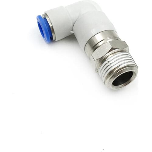 Pneumatic Rotary Fitting Elbow Angle Push In Connector M5 1/8" 1/4" 3/8" 1/2" BSP Male Fit 6/8/10/12mm OD Tube Pneumatic