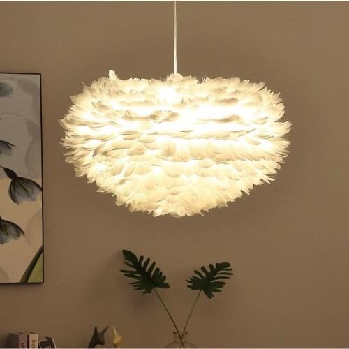Feather pendant lamp for Living room Bedroom girl room Kitchen island pendant lights mid century art decor princess lustre