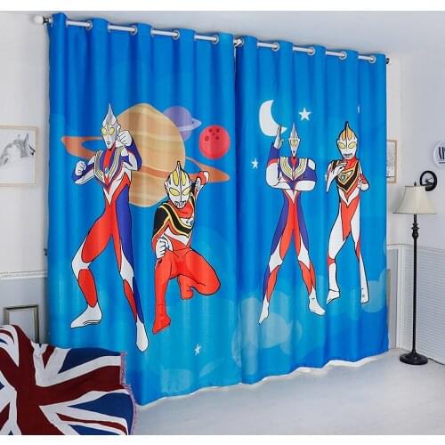 Custom Window Curtains for Living Room Bedroom Nursery Kid Children Room Window Tulle Sheer Drapes Cosmic Hero Blue