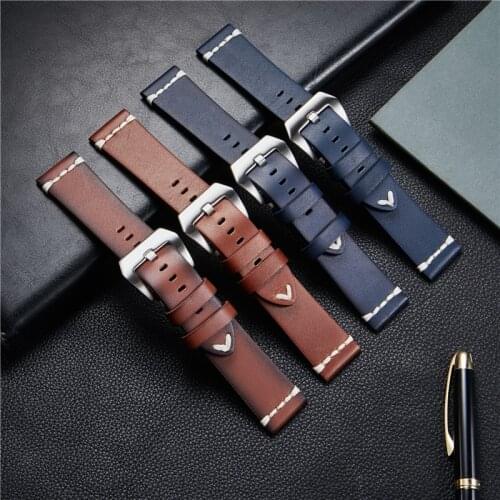 Vintage Unique Genuine Leather Watchbands Popular Grilled Design Men Watch Band Watch Accessories Straps 18mm 20mm 22mm 24mm