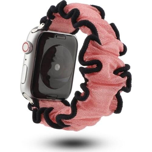 For Apple Watch Band 44/40mm 42/38mm Black Border Voile Lace Elastic Strap Women Fashion Bracelet for iWatch Series 6/SE/5/4/3/2