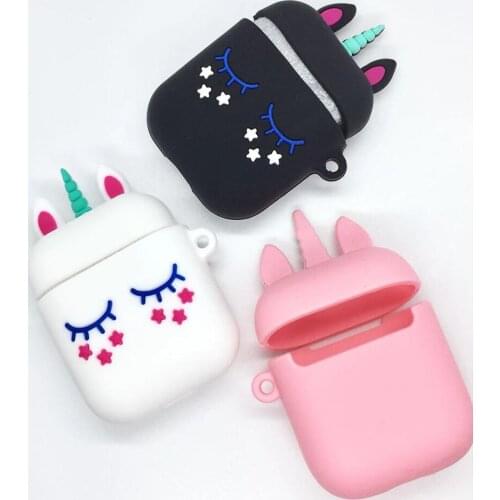 Silicon Case for Airpods Airpods Case Cute Unicorn Pink Cartoon Protective Cover Wireless Earphone Case for Air Pods 1/2 Cover