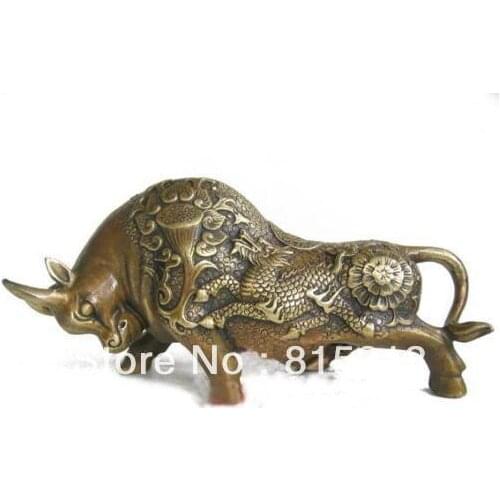 Wang 00079 Statue en bronze de Taureau de BOEUF de Chinois Kylin