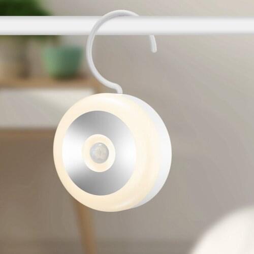 LED Night Light with PIR Motion Sensor Hook USB Rechargeable for Toilet WC Kitchen Bedroom Cabinet Book Reading Table Desk Lamp