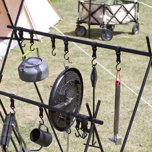 Outdoor Folding Camping Shelf Lightweight Aluminum Alloy Clothes Storage Hanger Cookware Eequipment Hanging Rack Triangle Rack