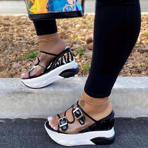 Female Sandale Shoes Summer Fashion Girls Wedges Heel Slippers Women Platform Buckle High Heel Big Size Slipper Height Increased