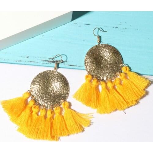 Big Round Tassel Earrings for Women Bohemia Vintage Dangle Earrings Trendy 2021 Pendientes Largos Christmas Gifts Accesorios