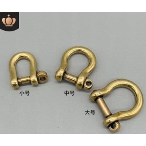 1pc 6mm 7mm 10mm Solid Brass Carabiner D Bow Shackle Fob Key Ring Keychain Hook Screw Joint Connector Buckle