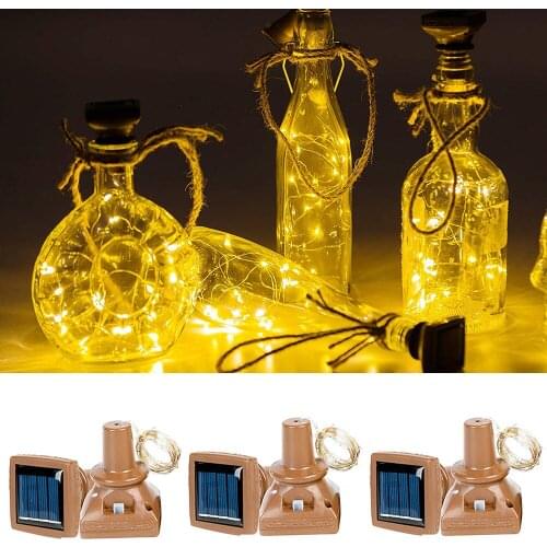 10pcs Solar Powered Wine Bottle Light 20 LED Waterproof Outdoor Solar Fairy String Cork Light Christmas Decor Copper Wire Lights