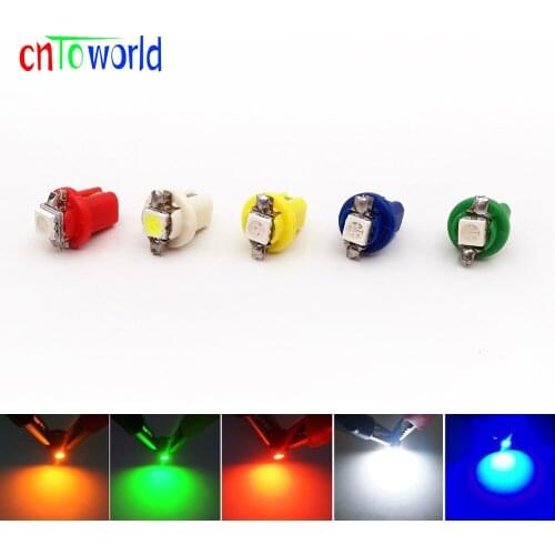 100pcs T5 B8.5D Led Car Light Instrument Lights Wedge Bulb t5 B8.5 5050 SMD LED Auto Gauge Dashboard Side Interior Lamp 12V