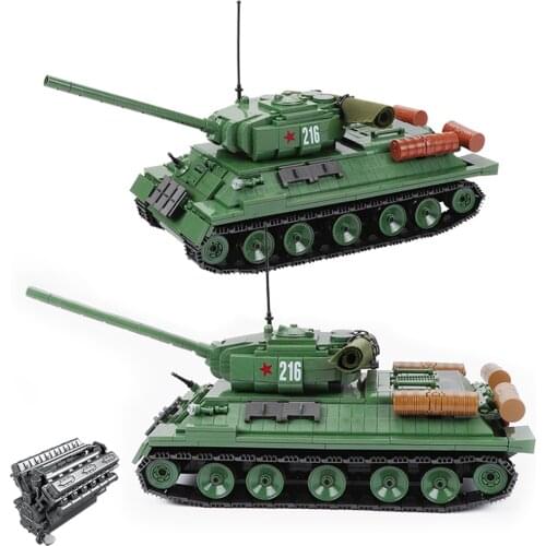 1113PCS Military T-34 Soviet Medium Tank Model Building Blocks WW2 Tank Weapon Army Soliders Bricks Toys Gifts For Children Boys