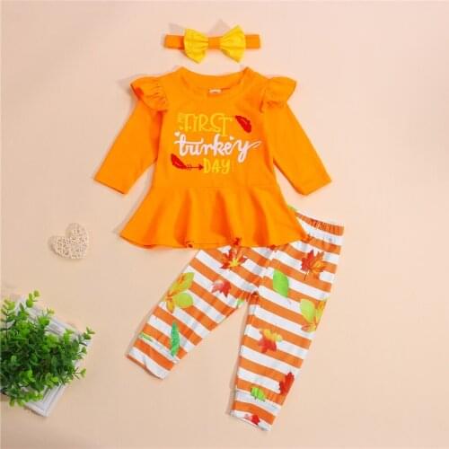 Baby 2Pcs Fall Autumn Spring Outfits Clothes Print Long Sleeve Tops Tshirts Pants Babys Girl Clothing Sets