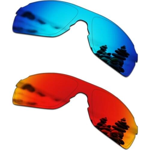 SmartVLT 2 PCS Polarized Sunglasses Replacement Lenses for Oakley EVZero Pitch Ice Blue and Fire Red