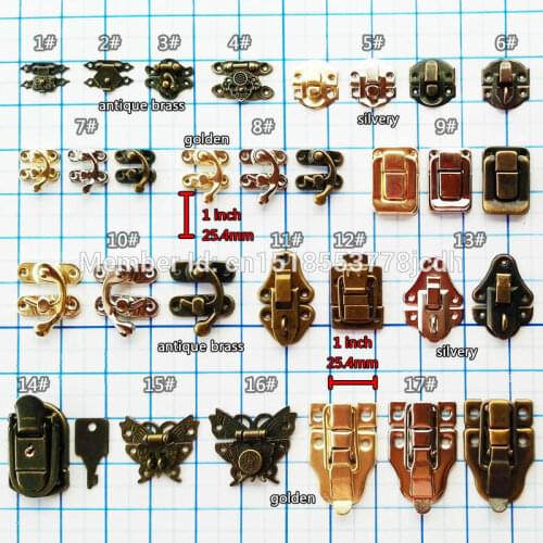 4/6/12pcs Decor Jewelry Chest Box Suitcase Case Leather Bag Lock Toggle Antique Brass Golden Silvery Hasp Latch With Screws