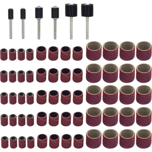 66 Pcs Drum Sanders Set Including 60 Pcs Sanding Bands and 6 Pcs Drum Mandrels