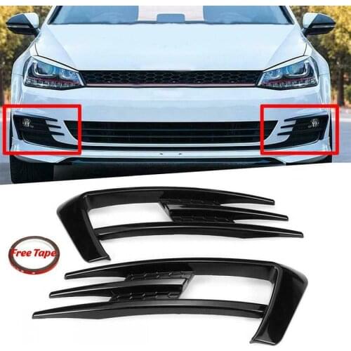 Car Front Fog Lamp Eyebrow Wind Knife Cover Carbon / Glossy Black Fog Light Eyebrow Eye Lid For VW Golf MK7 2014 2015 2016 2017