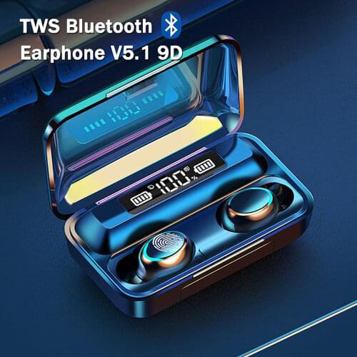 TWS Wireless Earphones Bluetooth Earphones 5.1 9D Bass Stereo waterproof Earbuds Handsfree Headset With Microphone Charging Case
