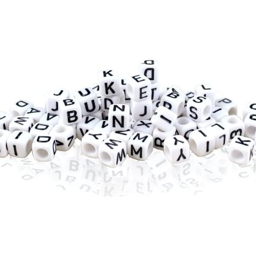 100pcs 7-10mm Mix Letter Beads Square Alphabet Beads Acrylic Beads DIY Jewelry Making For Bracelet Necklace Accessories