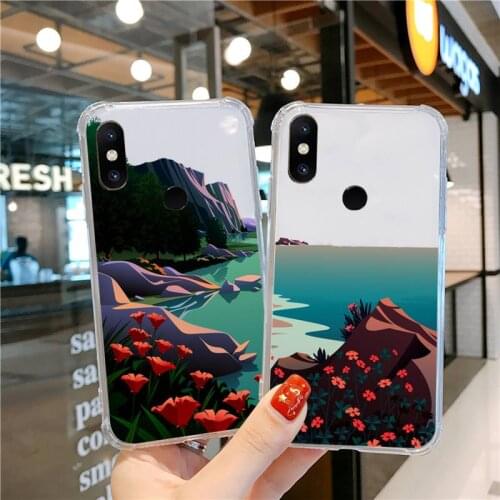 Hand Painted Landscape art pattern Phone Case Transparent for Xiaomi cc max mix note 3 2 6 8 5 10 11 9 10 play x s se lite pro