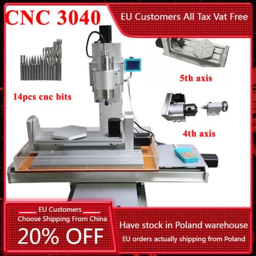 Diy CNC 3040 Router Column Type Metal Engraving Milling Machine VFD 1500W 2200W 4 Axis 5 Axis Parallel Port Industrial CNC Kit
