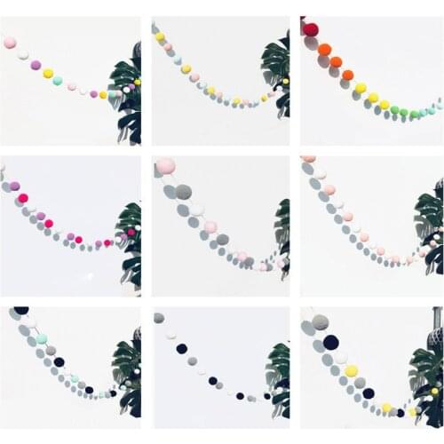 Felt Ball String Ornament 2.5M 30PCS Hair Balls String Hanging Pendant Girls Room Nursery Garland Decor Birthday Party Banner