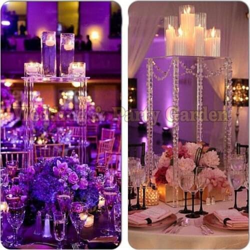 Hot 60cm Tall Crystal Table Centerpiece Square flower stand Wedding Decoration