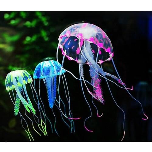 Artificial Swim Glowing Effect Jellyfish Aquarium Decoration Aquatic Landscape Fish Tank Underwater Live Plant Luminous Ornament