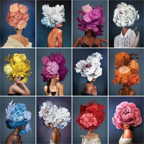 Full Square / Round 5D Diy Diamond Painting Woman Diamond Embroidery Girl Portrait Rhinestone Picture Flower Wall Art Home Decor