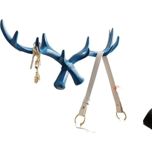 Resin Deer Horn Nordic Hook hanger Wall For Keys Holder Hat Coat Home wall decorative clothes Hanger Hooks towel