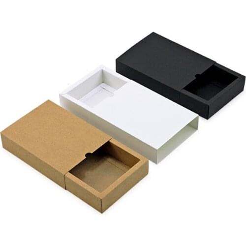 Kraft paper box black white paper drawer box for tea gift underwear biscuit packaging carton can be customized 28x14x5cm SN2183