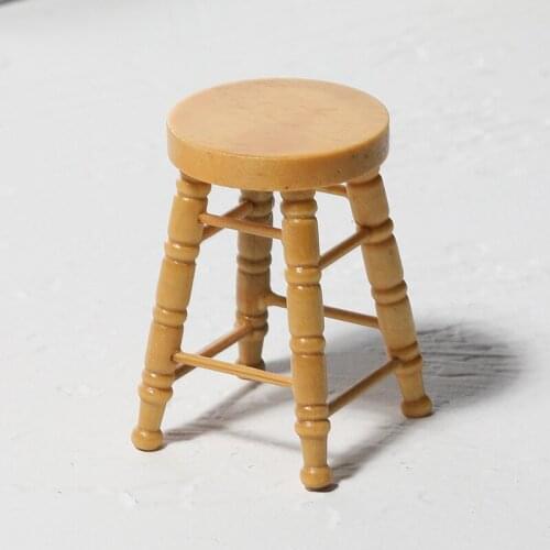 Dollhouse Simulation Model Bar Cabinet Dining Table Log Color High Stool Chair Dolls House Accessories Mini Ornaments