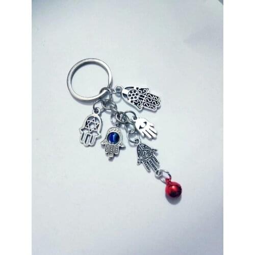 HOT 20pcs/lot mixing Fatima Hamsa Hand eye/Bell Charm Keyring Keychain Car Bag Decorations Women Jewelry Q114