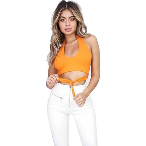 Hot Selling Europe And America Fashion WOMENS Top Halter U-Neck Short-Bandage Cloth Vest off Shoulder Streetwear