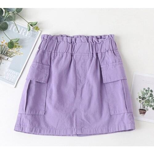 Fashion Purple Skirt for Girls Cotton Elastic Waist Teenage Summer Mini Skirt Clothes A-Line Short Tutu Ball Gowns for Kids 2021