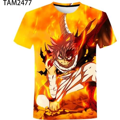 Fairy Tail Japanese Anime Fashion Printing 3D T-Shirt New Casual Short Sleeve 2021 mens womens childrens Street Top