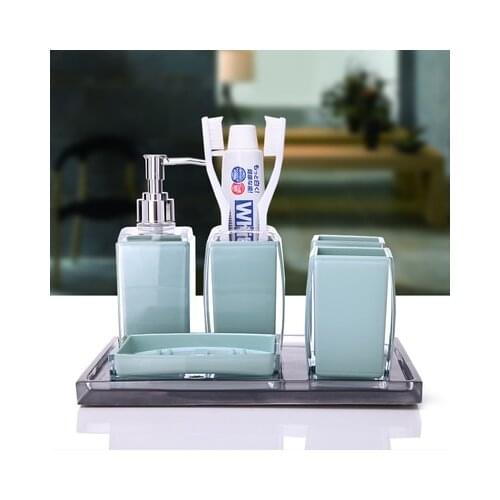 Acrylic 5 set bathroom accessories set soap bottle mouth cup soap dish cup toothbrush holder case ball boy householy