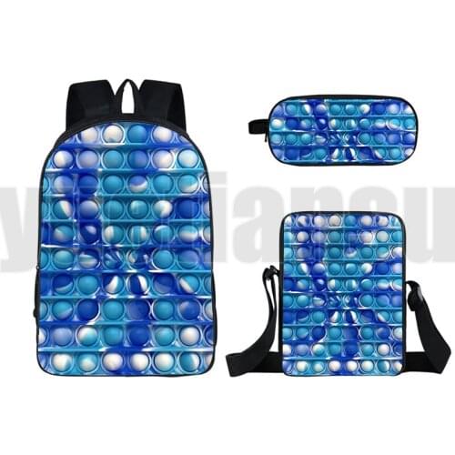 Fashion 3 Pcs Set POP It Backpacks for School Teenagers Girls 3D Family Games Anime Rainbow Pop Fidget 16 Inch Back To School