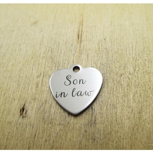 10pcs/lot--son in law family stainless steel charms Laser Engraved DIY Charms Pendants