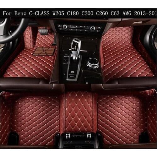 Car 3D Luxury Leather Car Floor Mats Fits For Benz C-CLASS W205 C180 C200 C260 C450 C63 AMG 2013-2018 EMS Free shipping