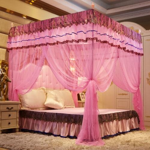 Wedding red mosquito net household single net yarn three-door 1.8m bed encryption landing princess palace net yarn 1.2m double 2