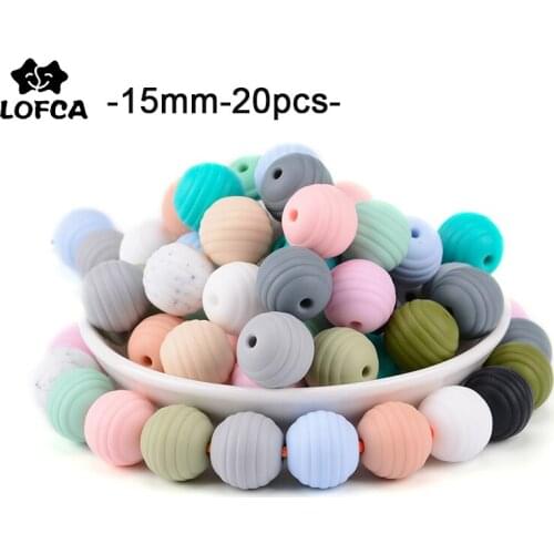 LOFCA Silicone Beehive Beads 20pcs Baby teething beads BPA Round Food Grade Spiral Beads 15mm Baby Teether Baby Threaded Beads